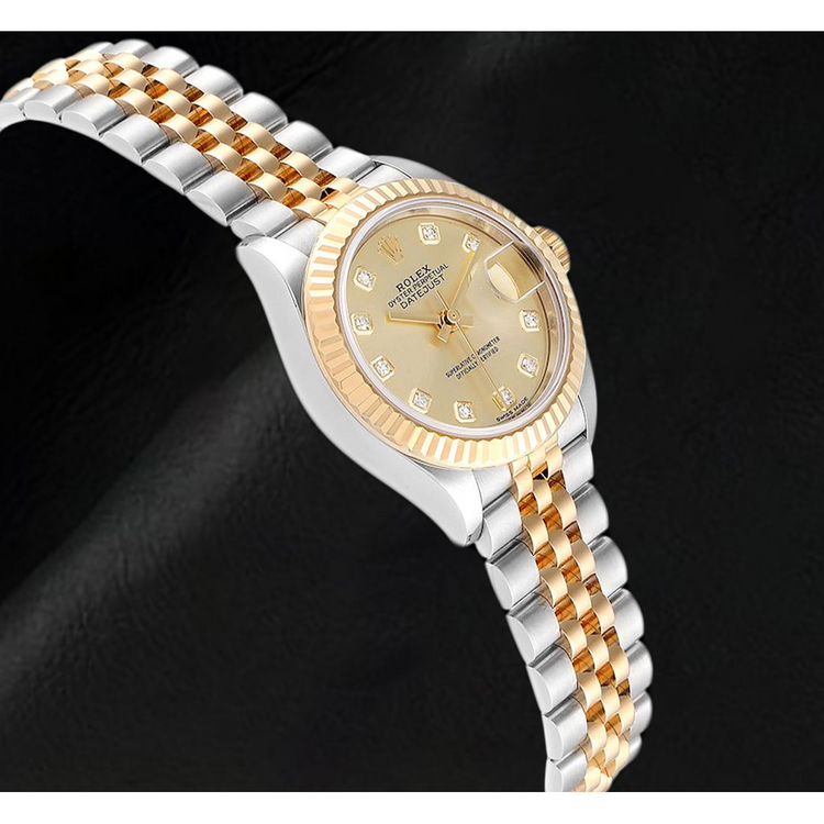 Rolex Datejust 28 mm Acier Inoxydable et Or Jaune Diamants Montre Femme 279173
