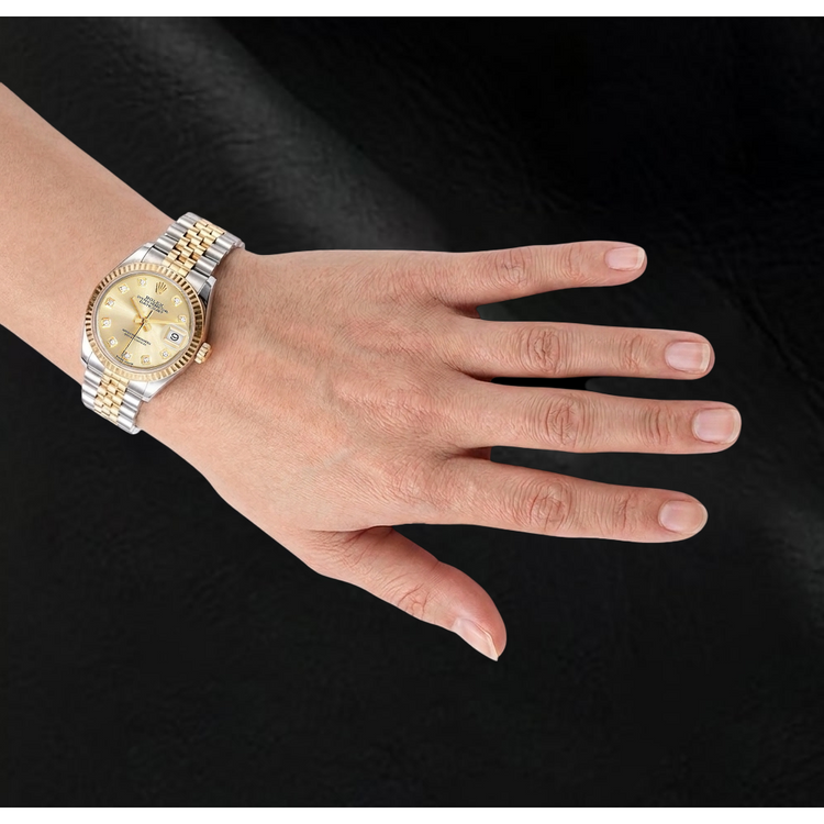 Rolex Datejust 28 mm Acier Inoxydable et Or Jaune Diamants Montre Femme 279173