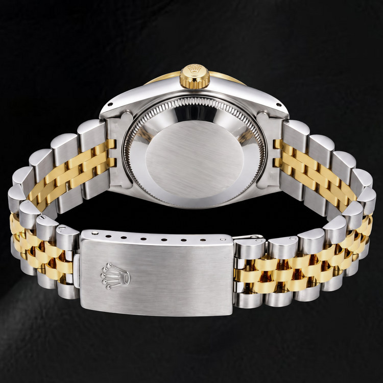 Montre Rolex Datejust 6824 31 mm bicolore cadran champagne index bâtons et chiffres romains