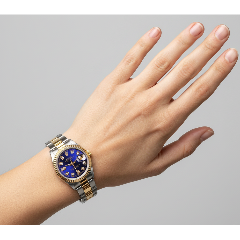 De luxe Diamant Fin Rolex 0,20 carats – vue d'angle