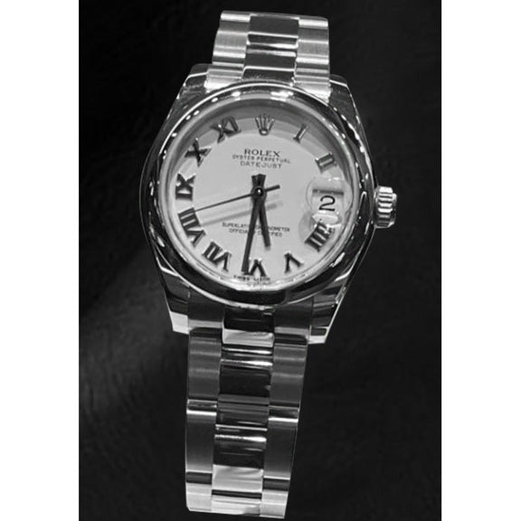  Rolex Datejust 31 mm cadran romain blanc montre en acier pour femme
