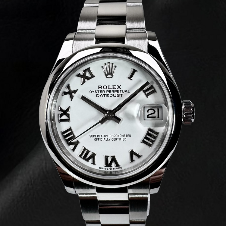Rolex Datejust 31 mm cadran romain blanc montre en acier pour femme