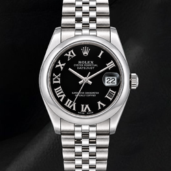 Rolex Datejust 31 mm 178240 Montre en Acier Inoxydable Cadran Noir à Chiffres Romains