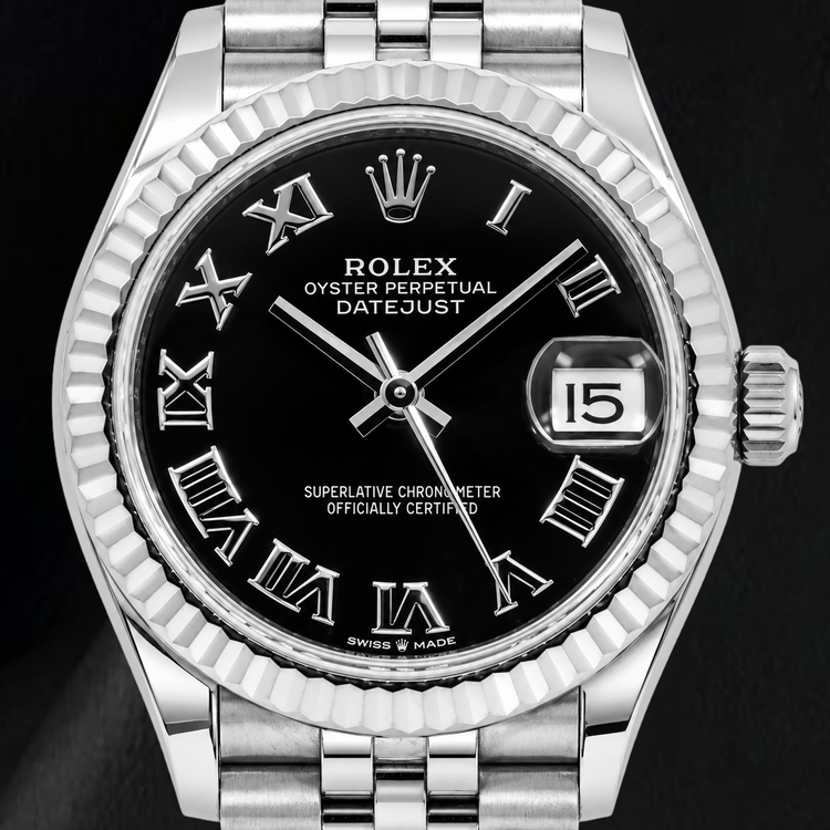 Montre Rolex Datejust 31 mm 278274 en Acier Inoxydable Cadran Noir à Chiffres Romains
