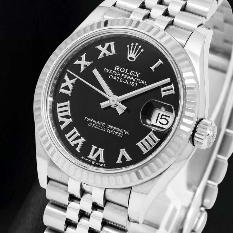 Montre Rolex Datejust 31 mm 278274 en Acier Inoxydable Cadran Noir à Chiffres Romains