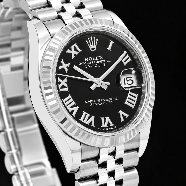 Montre Rolex Datejust 31 mm 278274 en Acier Inoxydable Cadran Noir à Chiffres Romains