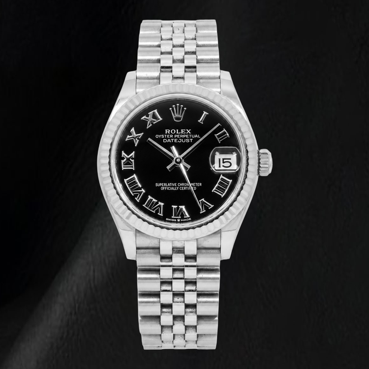 Montre Rolex Datejust 31 mm 278274 en Acier Inoxydable Cadran Noir à Chiffres Romains