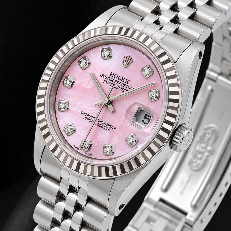 Rolex Datejust 31 mm Cadran Diamants en Nacre Rose Acier Inoxydable