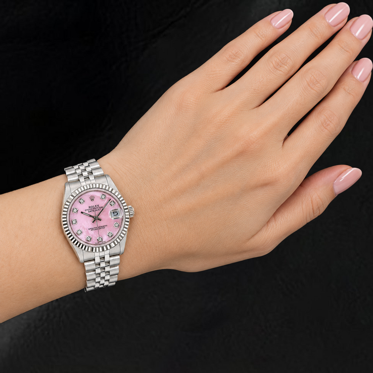 Rolex Datejust 31 mm Cadran Diamants en Nacre Rose Acier Inoxydable