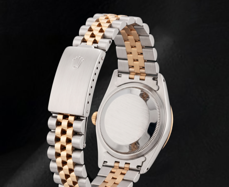 Montre Rolex Datejust 36 mm 16013 Bicolore Cadran Diamants Rouge Chiffres Romains