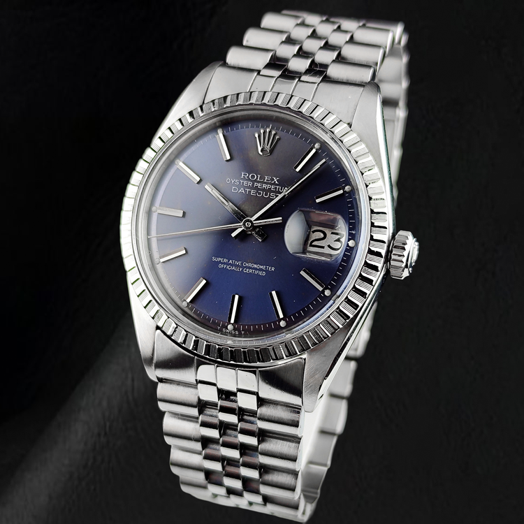 Montre Rolex Datejust 36 mm Année 1986 Cadran à Index Bâtons Pan Coupé en Acier Inoxydable