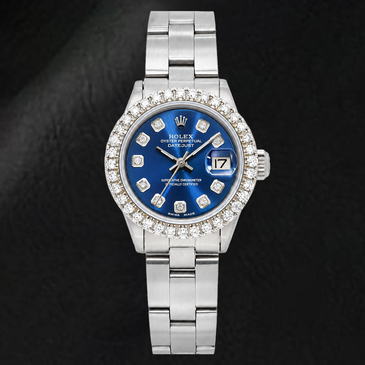 Montre Rolex Datejust 6516 26 mm Cadran Diamants Bleu Acier Inoxydable Bracelet Oyster