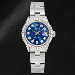 Montre Rolex Datejust 6516 26 mm Cadran Diamants Bleu Acier Inoxydable Bracelet Oyster