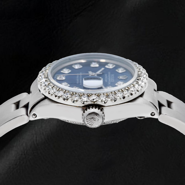 Montre Rolex Datejust 6516 26 mm Cadran Diamants Bleu Acier Inoxydable Bracelet Oyster