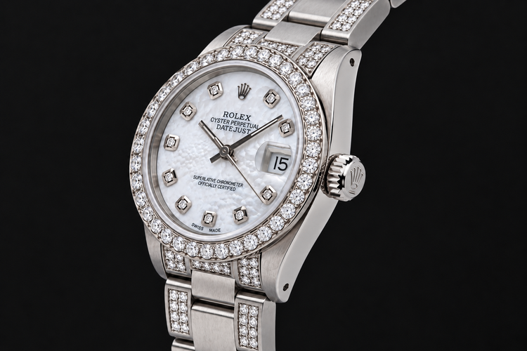 Montre Rolex Datejust 68240 31 mm en Acier Inoxydable Cadran Diamants en Nacre Blanche