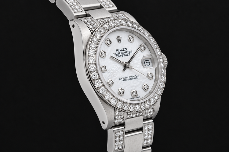 Montre Rolex Datejust 68240 31 mm en Acier Inoxydable Cadran Diamants en Nacre Blanche