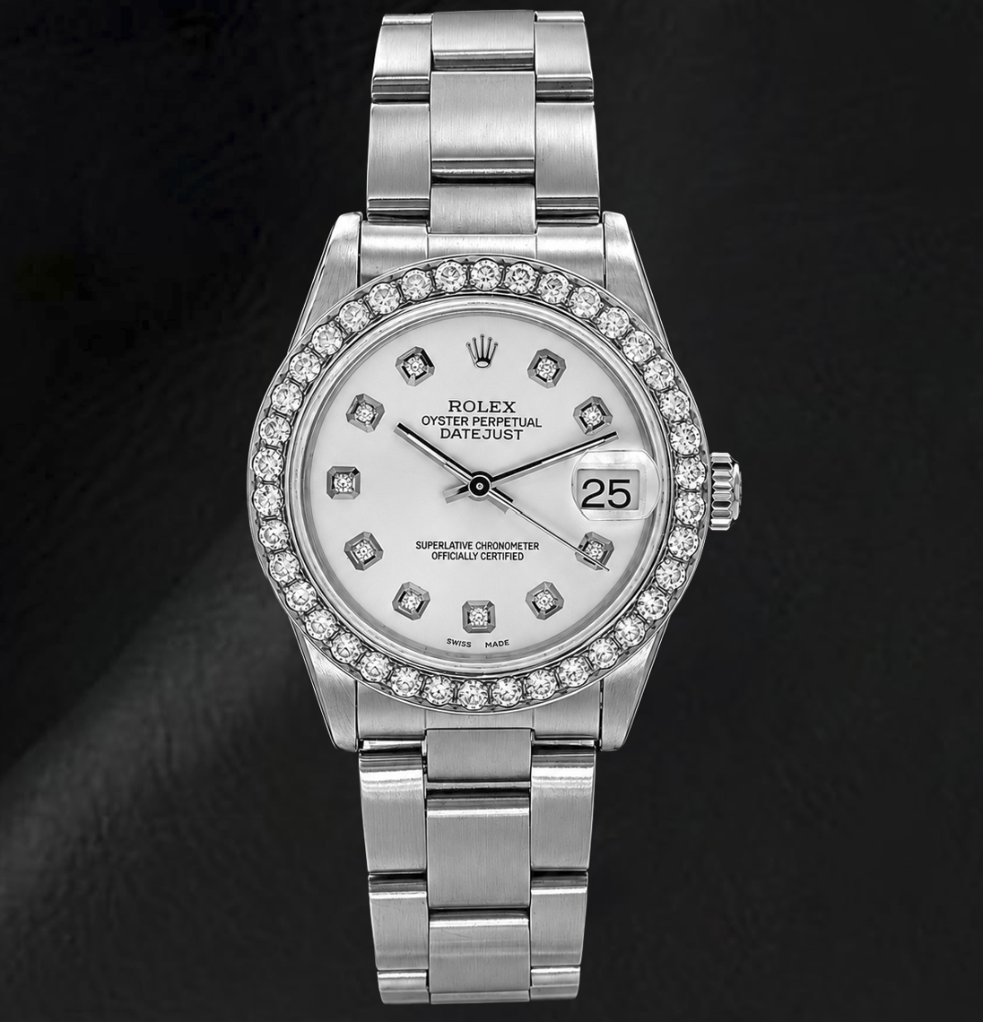 Montre Rolex Datejust 68240 31 mm en Acier Inoxydable avec Cadran Diamants Blanc