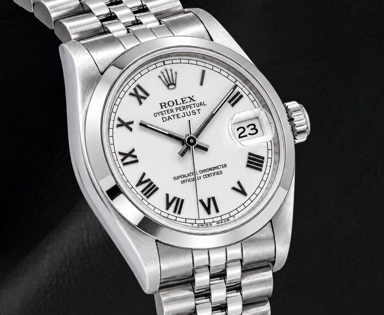 Rolex Datejust 68240 31 mm Montre en Acier Inoxydable Cadran Blanc Chiffres Romains