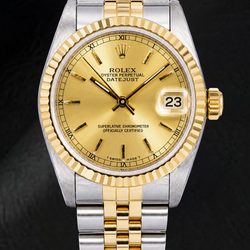 Montre Rolex Datejust 6824 31 mm Bicolore Cadran Champagne à Index Bâtons