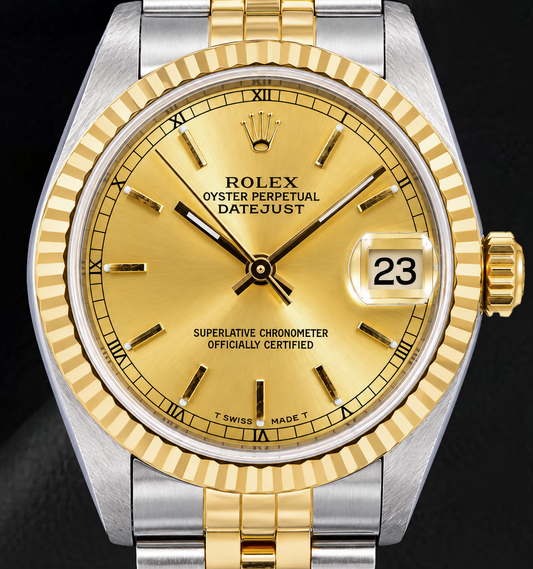 Montre Rolex Datejust 6824 31 mm Bicolore Cadran Champagne à Index Bâtons