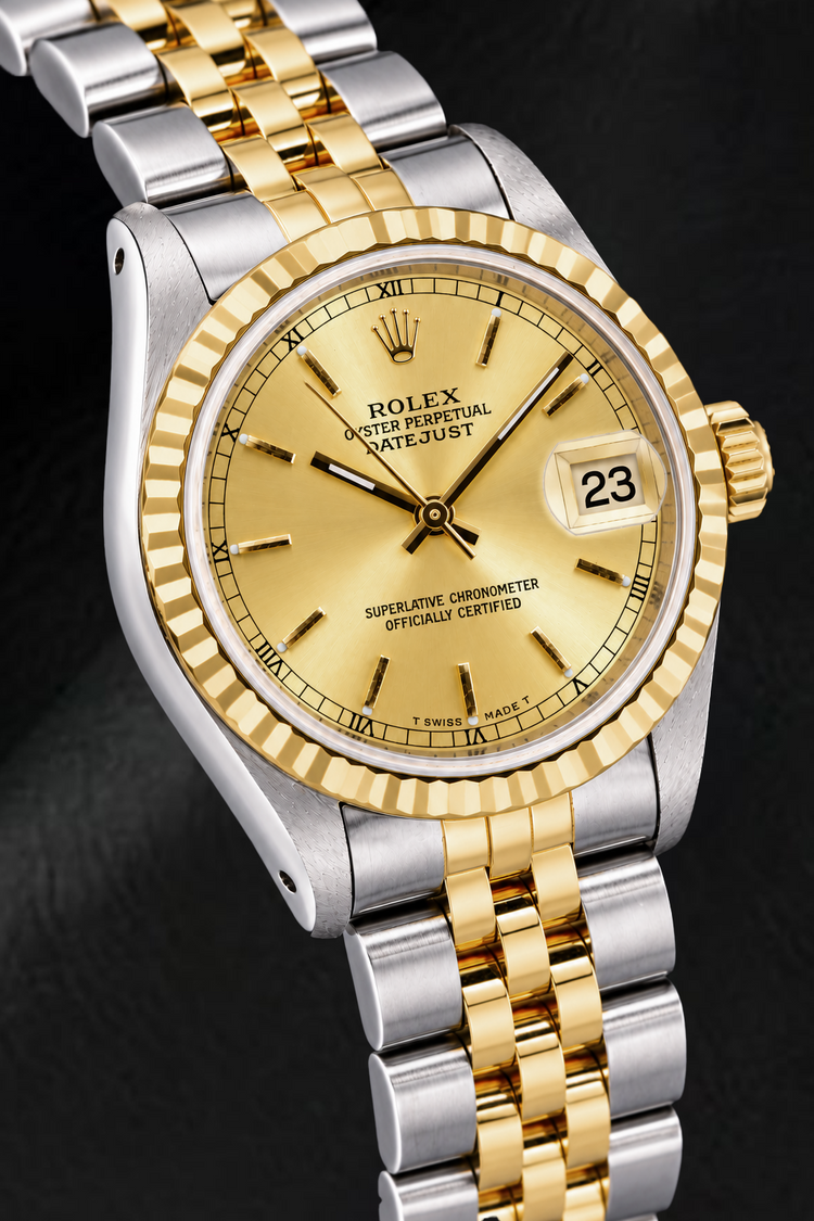Montre Rolex Datejust 6824 31 mm Bicolore Cadran Champagne à Index Bâtons