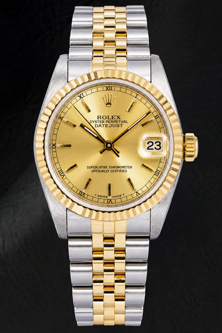 Montre Rolex Datejust 6824 31 mm Bicolore Cadran Champagne à Index Bâtons