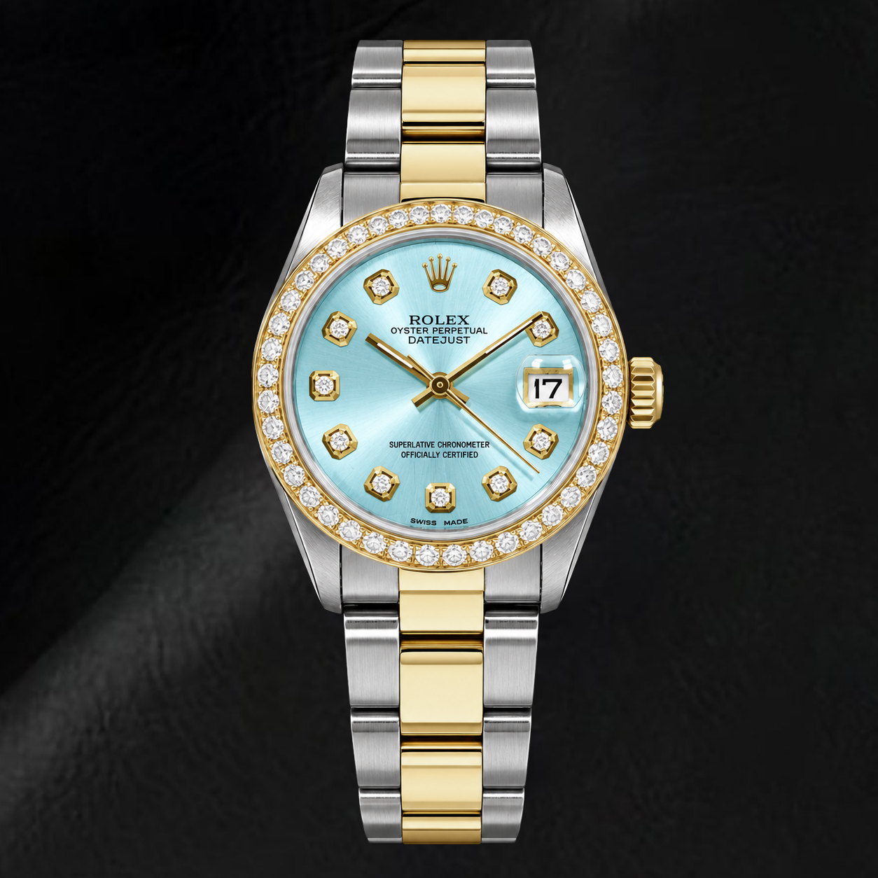 Montre Rolex Datejust 6824 31 mm Bicolore Cadran Diamants Bleu Glacier