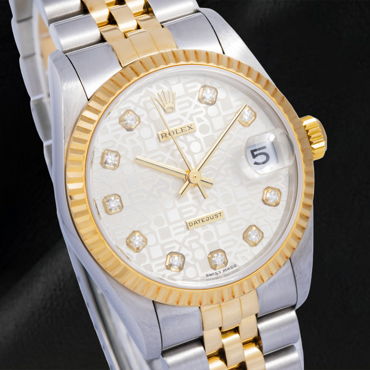 Montre Rolex Datejust 6824 31 mm Cadran Diamants Jubilé Argenté Bracelet Jubilé Bicolore