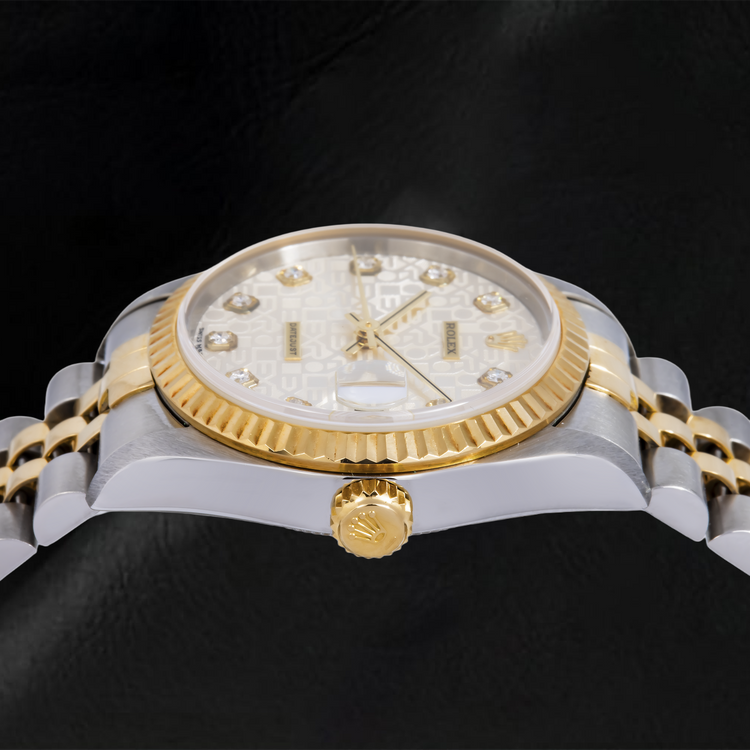 Montre Rolex Datejust 6824 31 mm Cadran Diamants Jubilé Argenté Bracelet Jubilé Bicolore