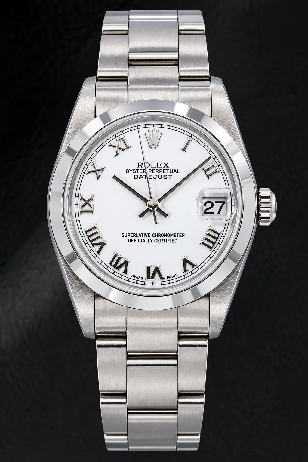 Montre Rolex Datejust 6824 31 mm en Acier Inoxydable Cadran Blanc Chiffres Romains