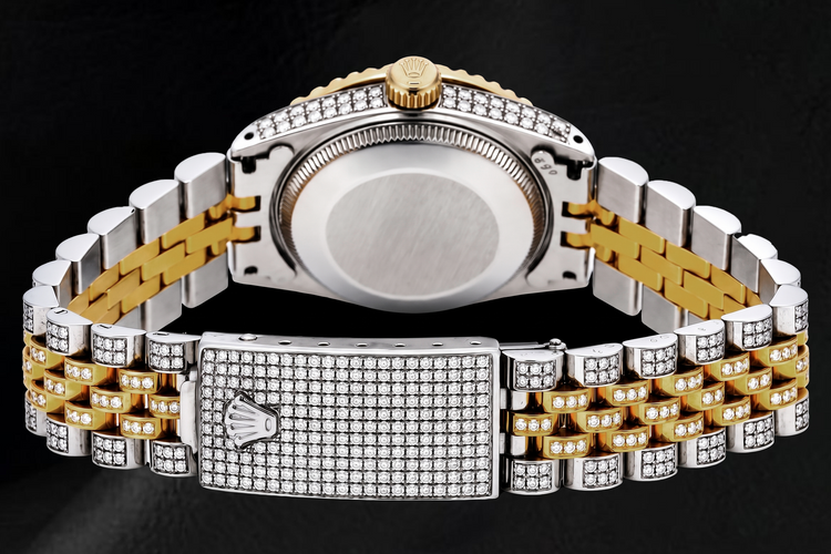 Montre Rolex Datejust 68273 31 mm Bicolore Cadran Diamants Noir Chiffres Romains