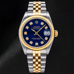 Montre Rolex Datejust 68273 31 mm Bicolore Cadran Diamants Bleu
