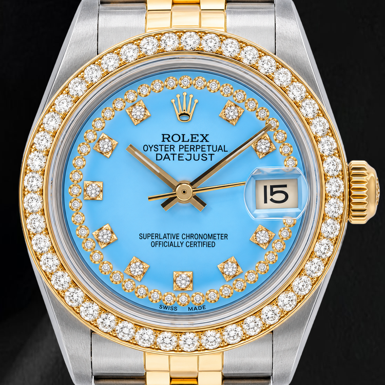 Montre Rolex Datejust 68273 31 mm Bicolore Cadran Diamants Bleu