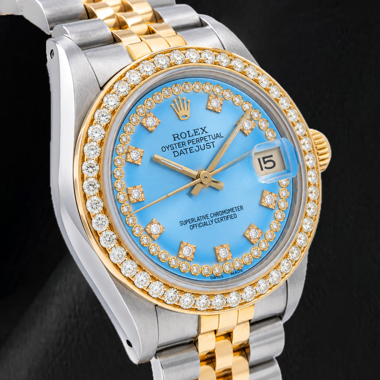 Montre Rolex Datejust 68273 31 mm Bicolore Cadran Diamants Bleu