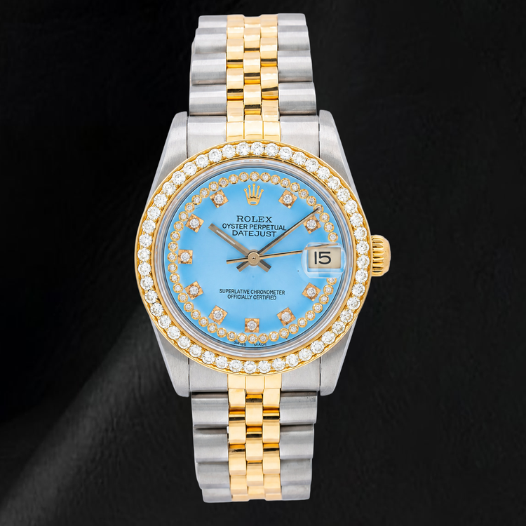 Montre Rolex Datejust 68273 31 mm Bicolore Cadran Diamants Bleu