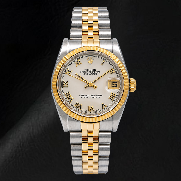 Montre Rolex Datejust 68273 31 mm Bicolore Cadran Ivoire Chiffres Romains