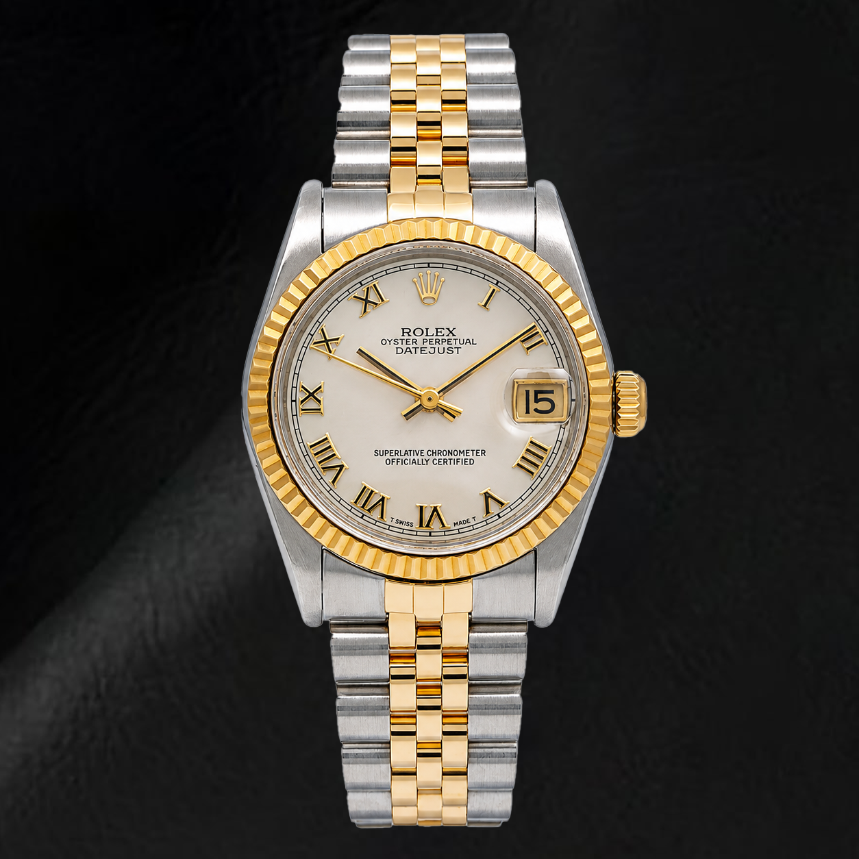 Montre Rolex Datejust 68273 31 mm Bicolore Cadran Ivoire Chiffres Romains
