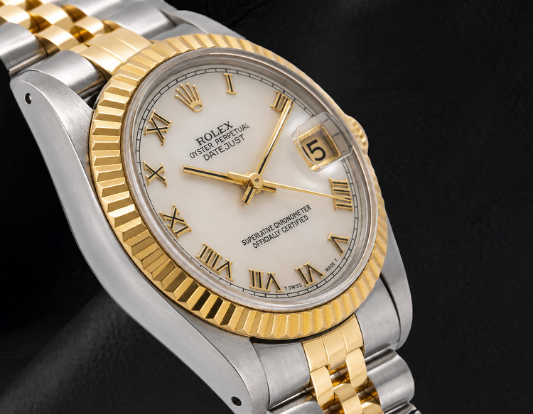 Montre Rolex Datejust 68273 31 mm Bicolore Cadran Ivoire Chiffres Romains