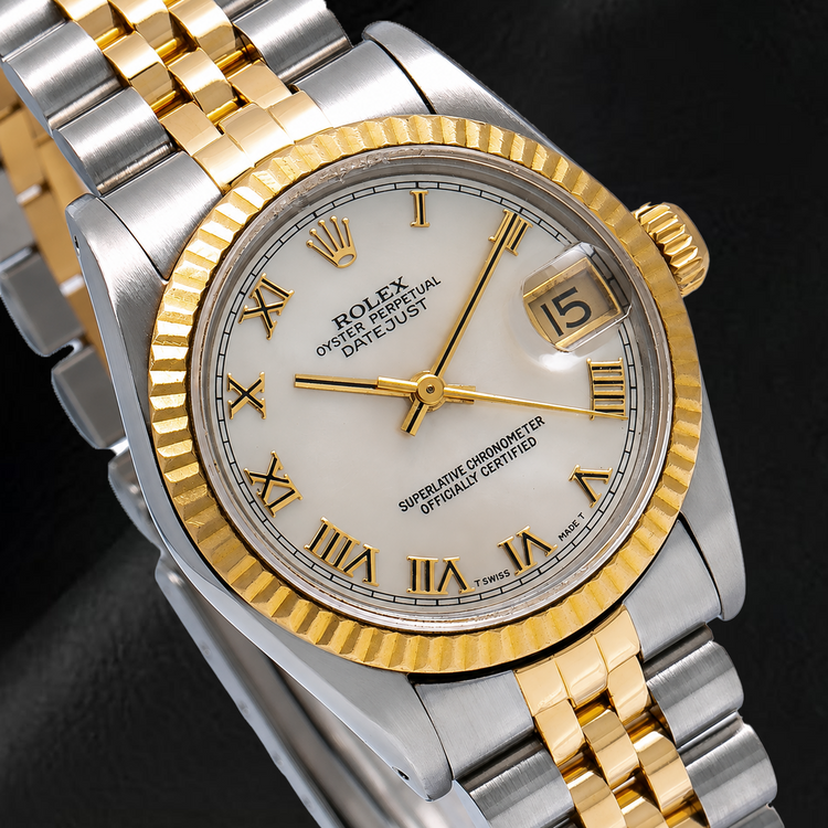 Montre Rolex Datejust 68273 31 mm Bicolore Cadran Ivoire Chiffres Romains