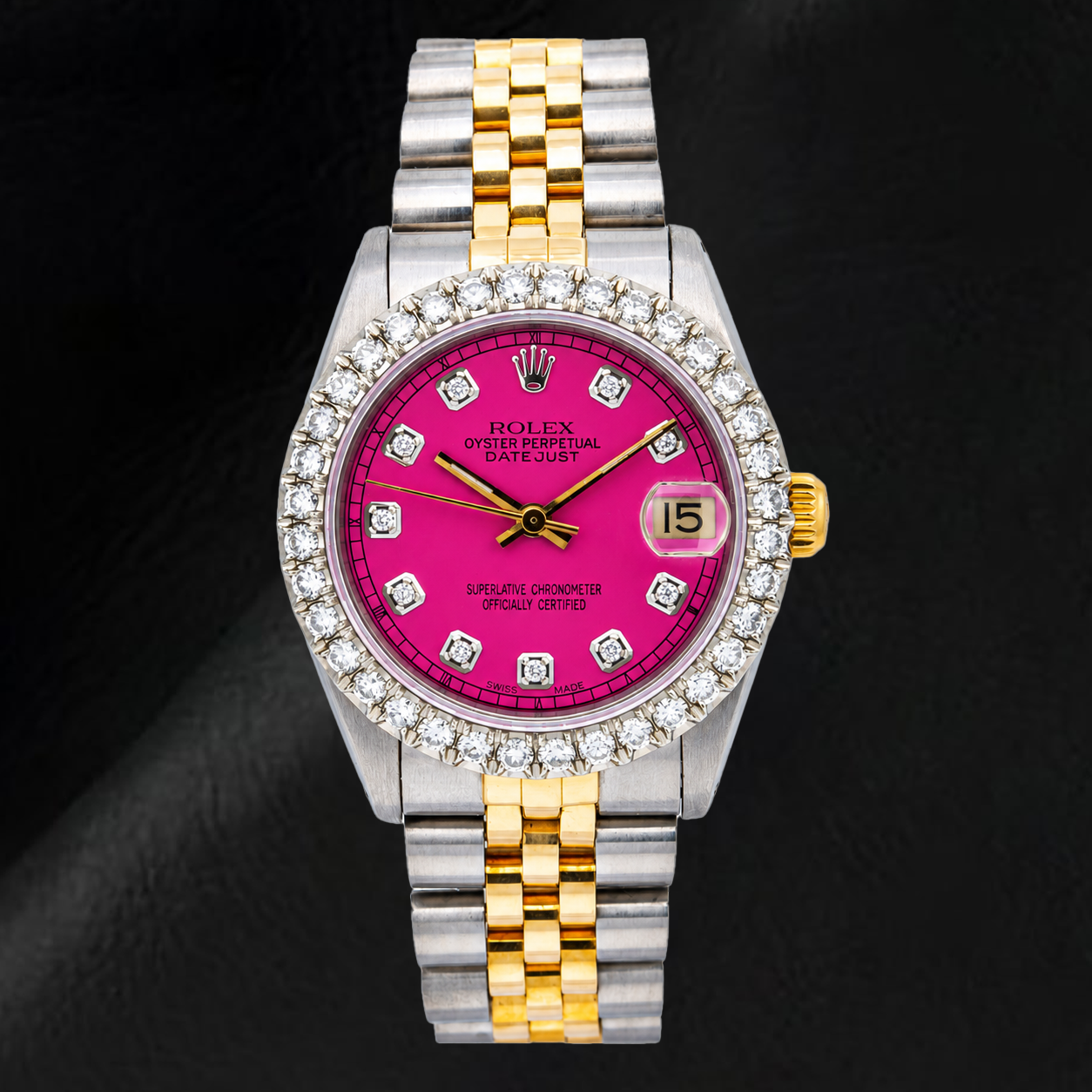 Montre Rolex Datejust 68273 31 mm Bicolore Diamants Cadran Diamants Rose