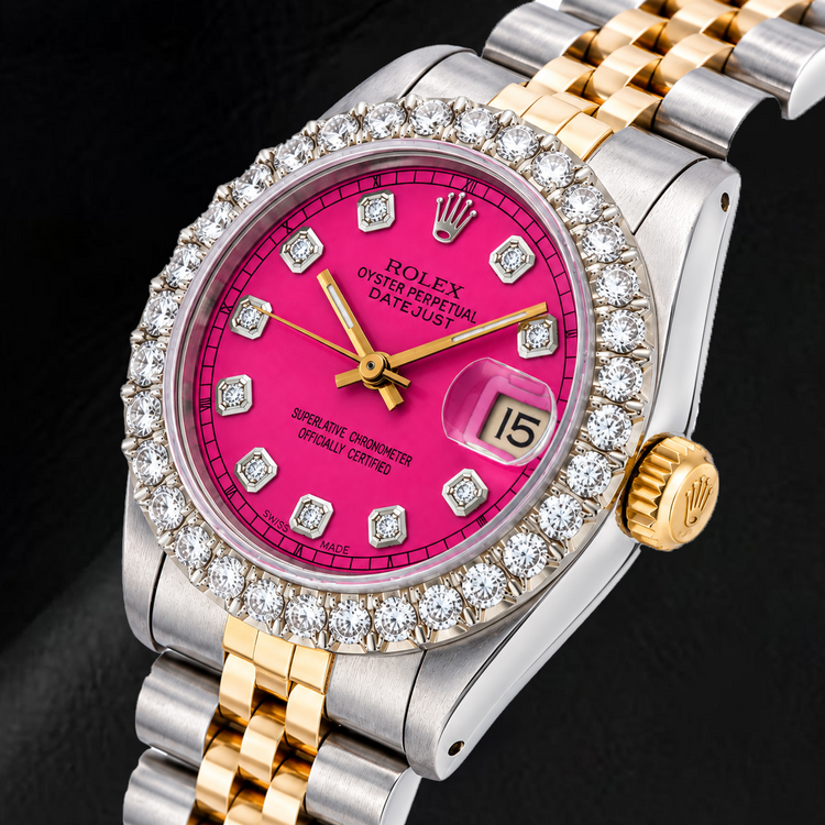 Montre Rolex Datejust 68273 31 mm Bicolore Diamants Cadran Diamants Rose