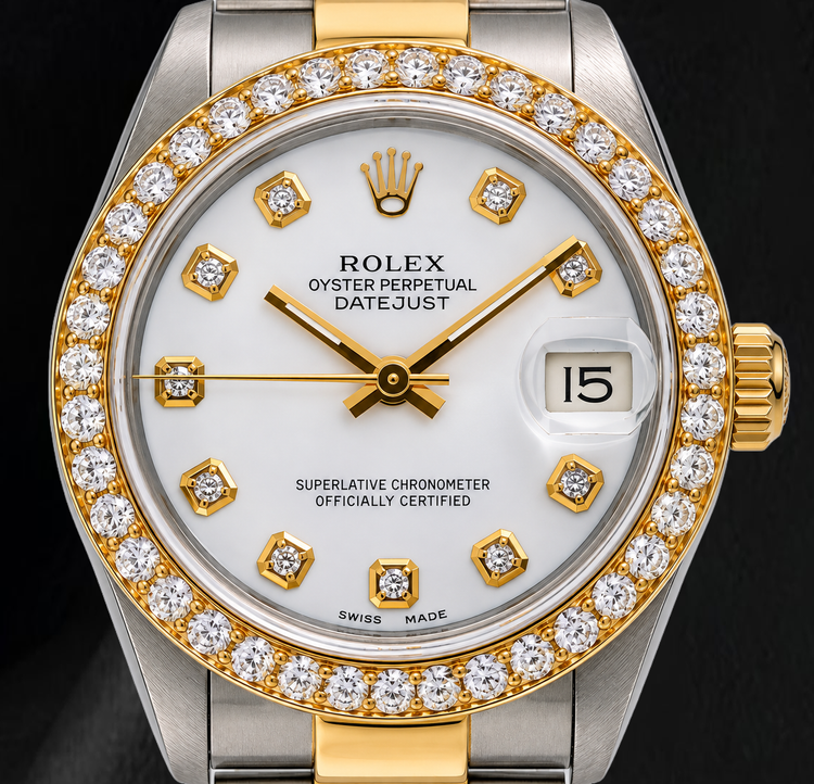 Montre Rolex Datejust 68273 31 mm Bicolore Cadran Diamants Blanc