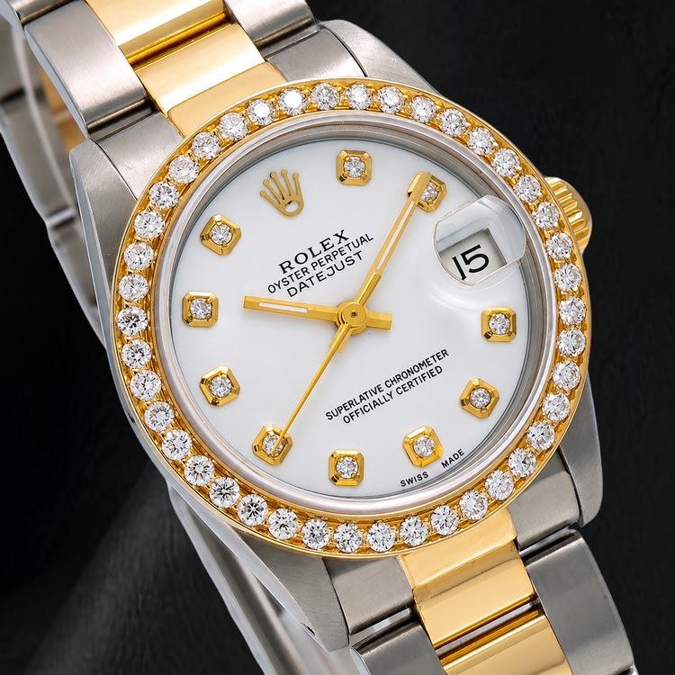 Montre Rolex Datejust 68273 31 mm Bicolore Cadran Diamants Blanc