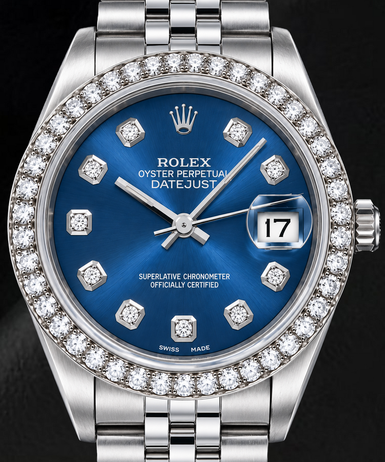 Montre Rolex Datejust 68274 31 mm Cadran Diamants Bleu Acier Inoxydable
