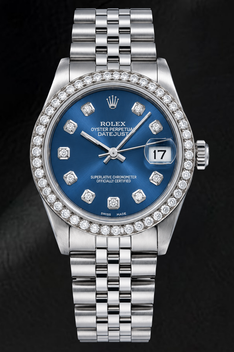 Montre Rolex Datejust 68274 31 mm Cadran Diamants Bleu Acier Inoxydable