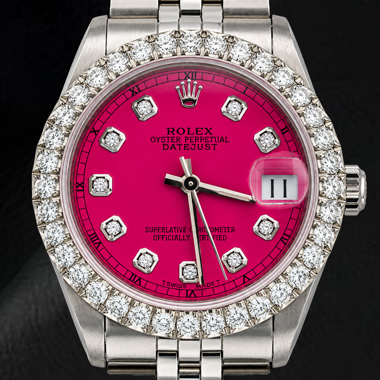 Montre Rolex Datejust 68274 31 mm Cadran Diamants Rose en Acier Inoxydable