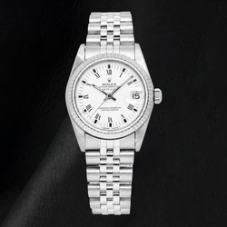 Montre Rolex Datejust 68274 31 mm Cadran Blanc à Chiffres Romains Bracelet Jubilé en Acier Inoxydable