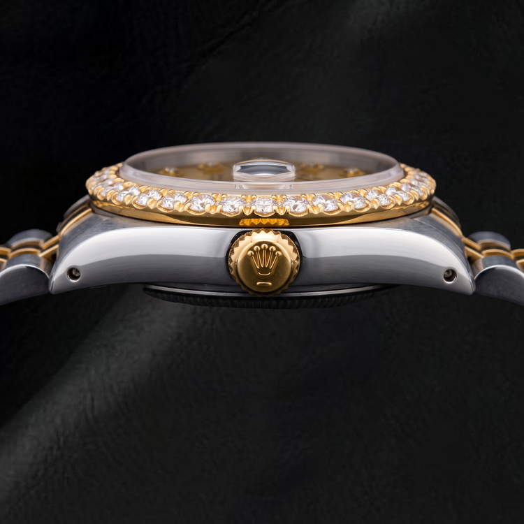Montre Rolex Datejust 6827 31 mm Cadran Diamants Champagne Bicolore Or Bracelet Jubilé