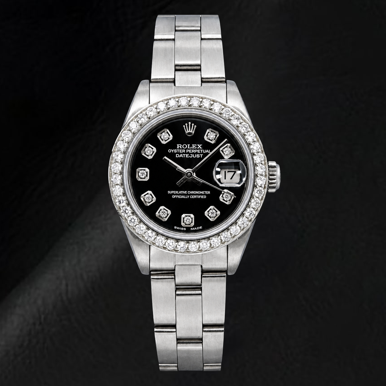 Montre Rolex Datejust 69160 26 mm en Acier Inoxydable Cadran Diamants Noir