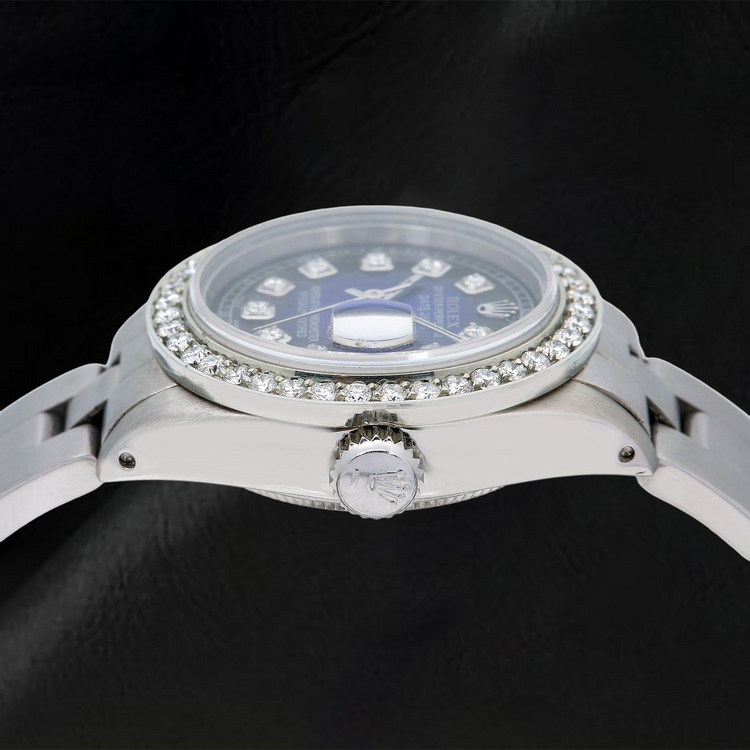 Montre Rolex Datejust 69160 26 mm Cadran Diamants Bleu Acier Inoxydable Bracelet Oyster